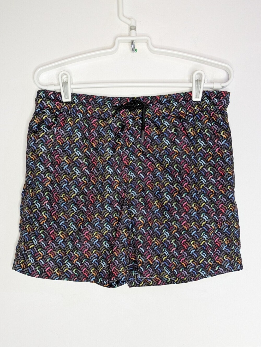 Jared Lang Colorful Rainbow Mustache Lined Swim Trunk S
